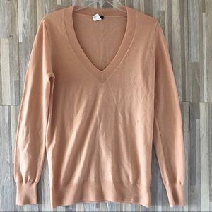 J CREW Peach V-Neck Long Sleeve Pullover Sweater M